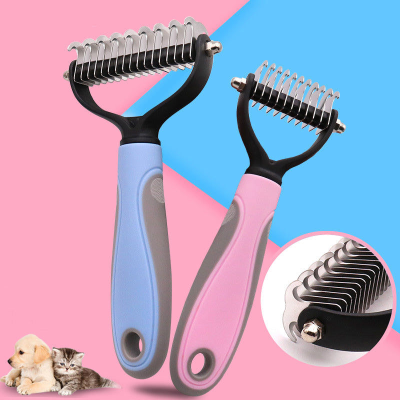 Pet Stainless Double-sided Brush Hair Removal Comb Grooming Dematting Dog Grooming Shedding Tools