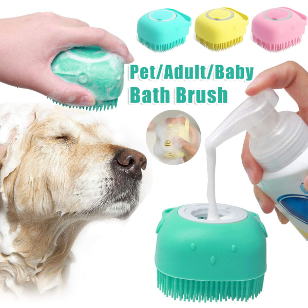 Pet Silicone Bath Cleaning Massage Comb Brush Glove Pet Bathroom Tool can Pour Shampoo Dog Grooming Supplies