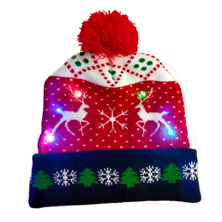 Holiday LED Christmas Hat Sweater Knitted Beanie Christmas Light Up Knitted Hat Christmas Gift Adult Kids Xmas New Year Decorations