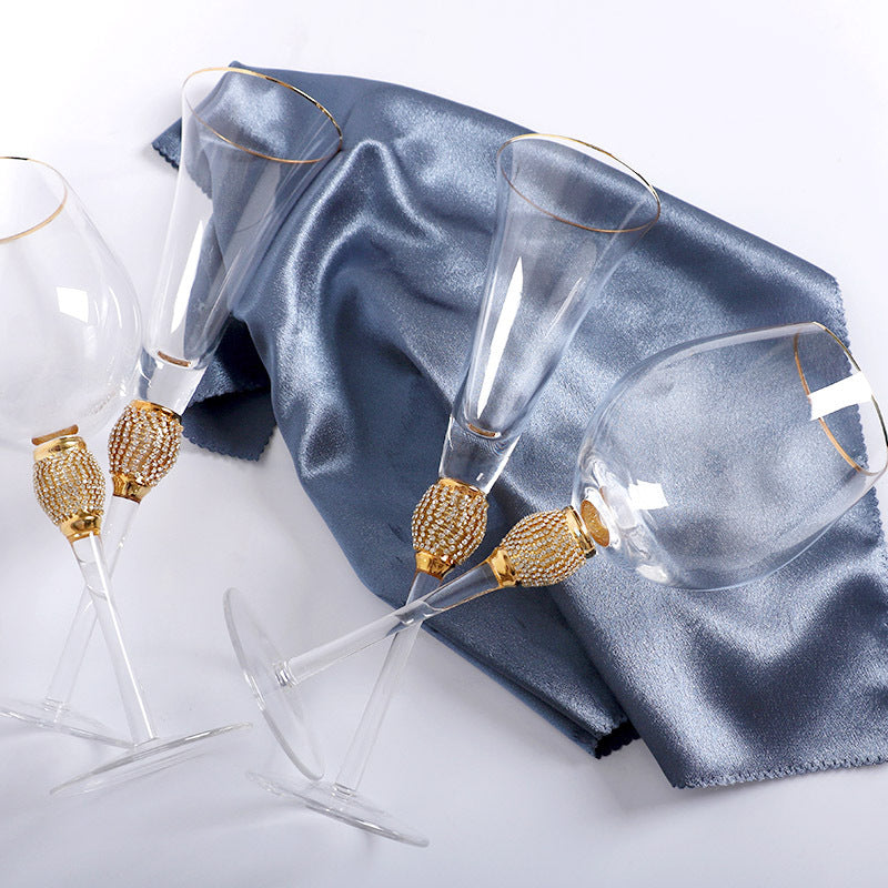 Home Decor Champagne Goblet with Diamond Wine Vessel