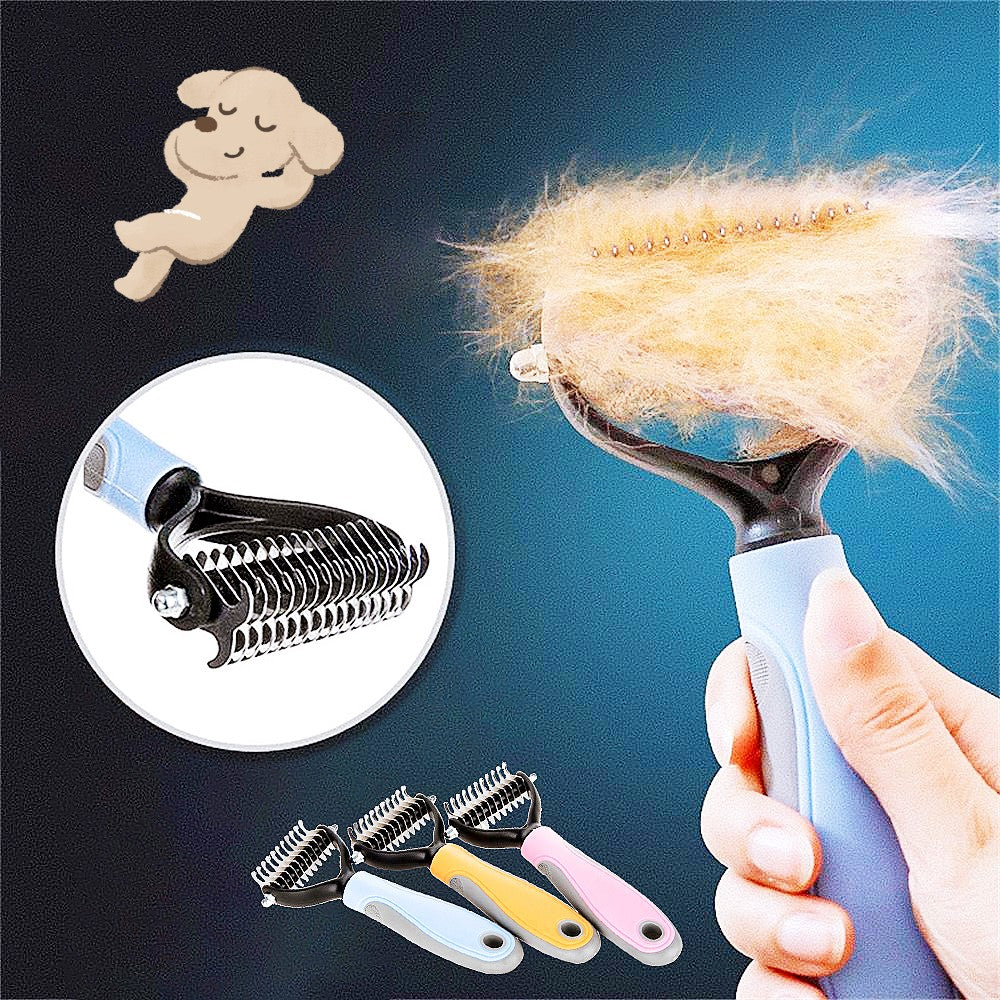 Pet Stainless Double-sided Brush Hair Removal Comb Grooming Dematting Dog Grooming Shedding Tools