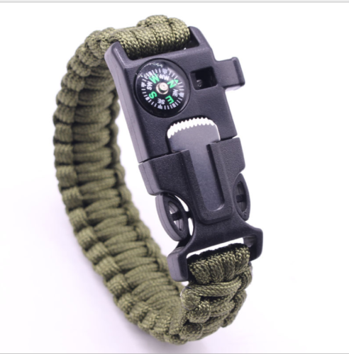 Emergency Survival Bracelet with Embedded Compass Whistle Fire Starter Scraper Accessories, Suit For Hiking, Camping, Fishing And Hunting