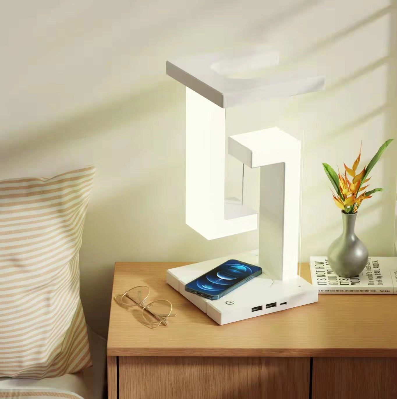 Home Office Smartphone Wireless Suspension Charging Creative Decor Lamp