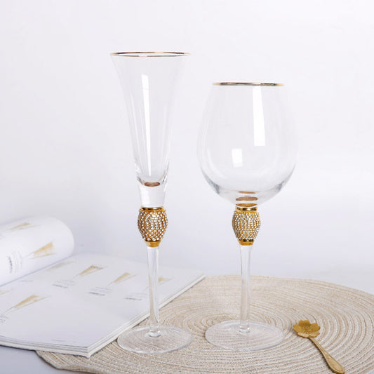 Home Decor Champagne Goblet with Diamond Wine Vessel