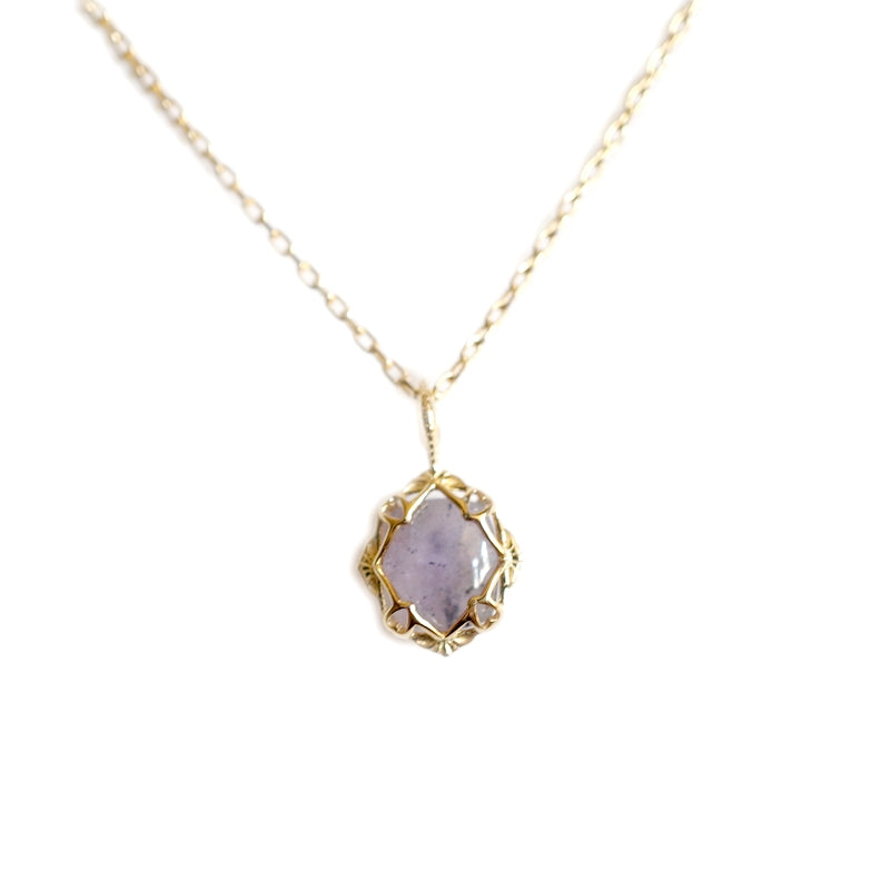 Women's Vintage Natural Amethyst Feldspar Inlaid Silver Gold-Plated Necklace