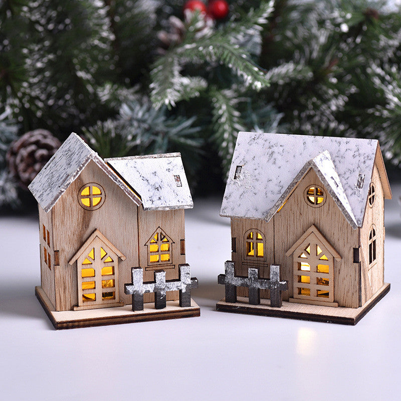 Holiday LED Luminous Wooden Christmas Small House