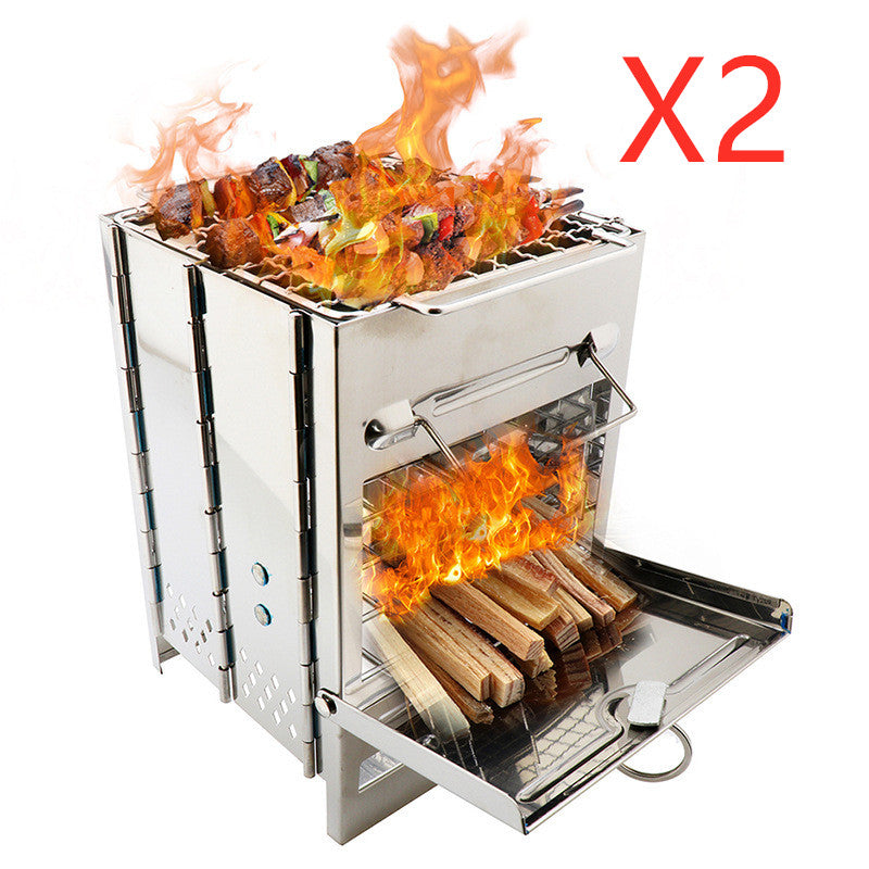 Camping Wood Burning Stove Lightweight Adjustable Folding Stove for Outdoor Cooking Picnic Hunting BBQ Windproof