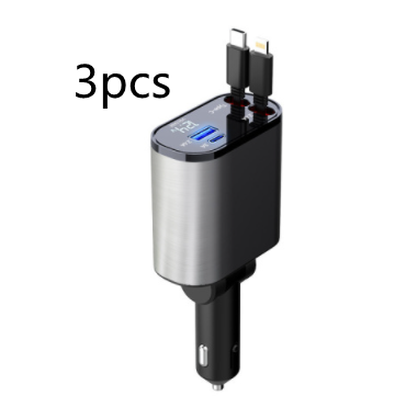 Mobile Super Fast 100W Metal Car Charger Cigarette Lighter USB and TYPE-C Adapter