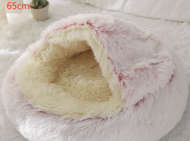 Pet 2 In 1 Dog And Cat Bed Winter Bed Round Plush Warm Bed Soft Long Plush Pets Bed