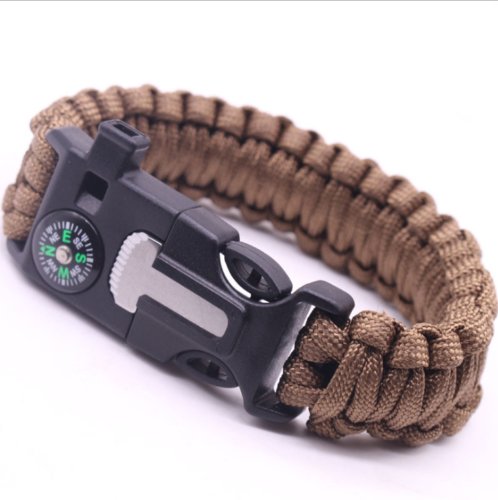 Emergency Survival Bracelet with Embedded Compass Whistle Fire Starter Scraper Accessories, Suit For Hiking, Camping, Fishing And Hunting