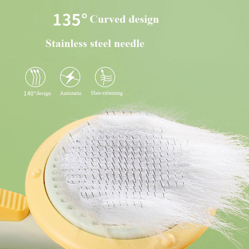 Pet Hand-held Steel Self-cleaning Comb Looper for Cat Hair Removal