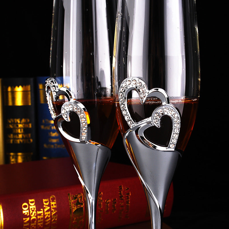 Home Decor Heart-Shaped Champagne Glass Flute Set