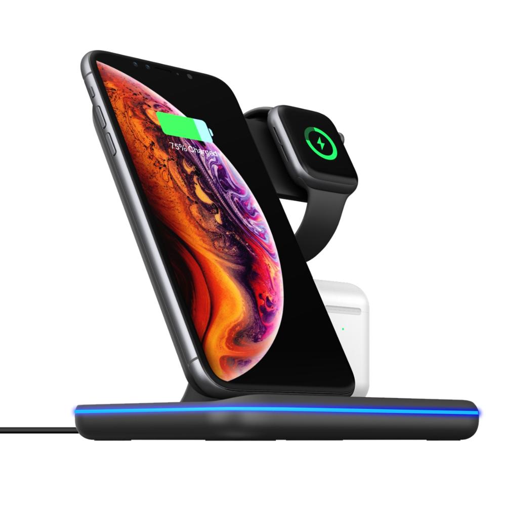 Home Office Wireless Mobile Phone Watch Earphone Charger 3 In 1 Wireless Charger Stand