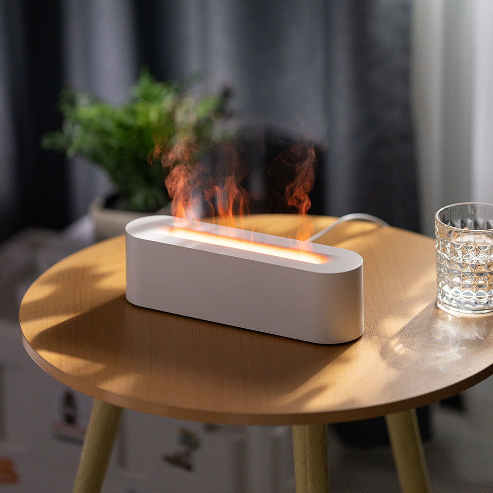 Home Simulated Fire Cold Air Flame Essential Oil Diffuser Humidifier Colorful Ambience Light