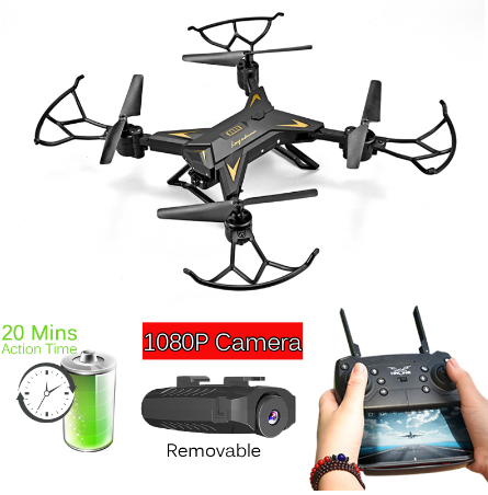 Drone T-Rex RC Helicopter Drone with Camera HD 1080P WIFI FPV Selfie Drone Professional Foldable Quadcopter 20 Minutes Battery Life