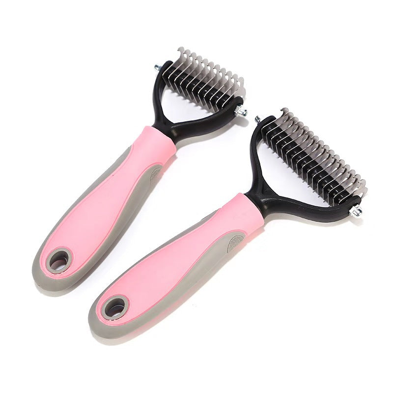 Pet Stainless Double-sided Brush Hair Removal Comb Grooming Dematting Dog Grooming Shedding Tools