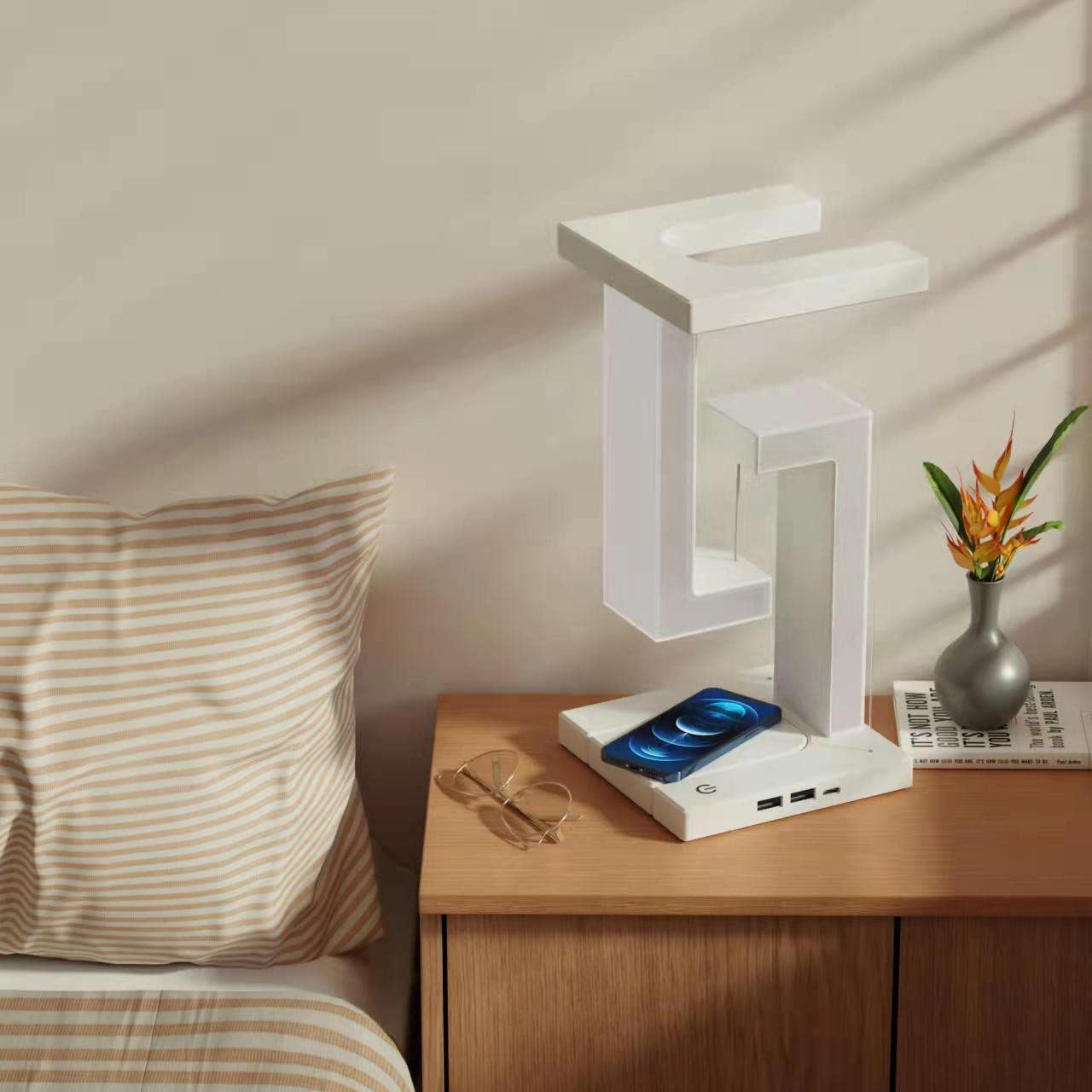 Home Office Smartphone Wireless Suspension Charging Creative Decor Lamp