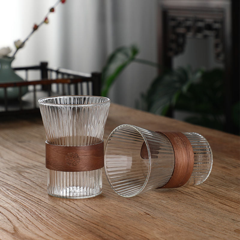 Heat Resistant Stylish French Glass with Cup Holder Set