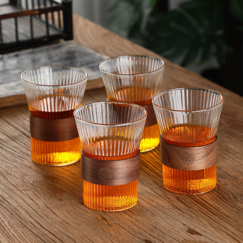 Heat Resistant Stylish French Glass with Cup Holder Set