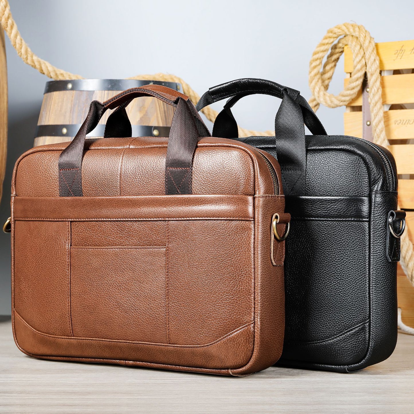 Men's Leather Crossbody Computer Bag