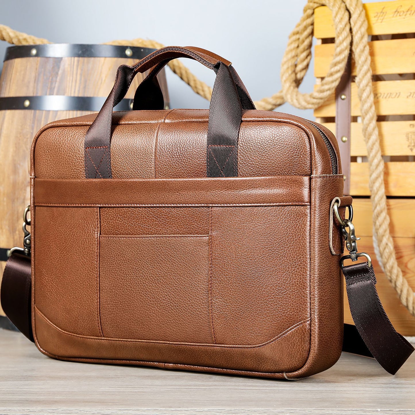 Men's Leather Crossbody Computer Bag