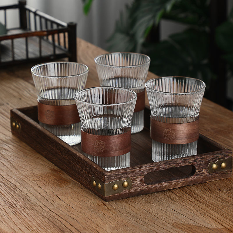 Heat Resistant Stylish French Glass with Cup Holder Set