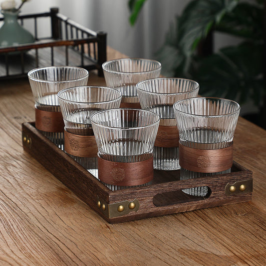 Heat Resistant Stylish French Glass with Cup Holder Set