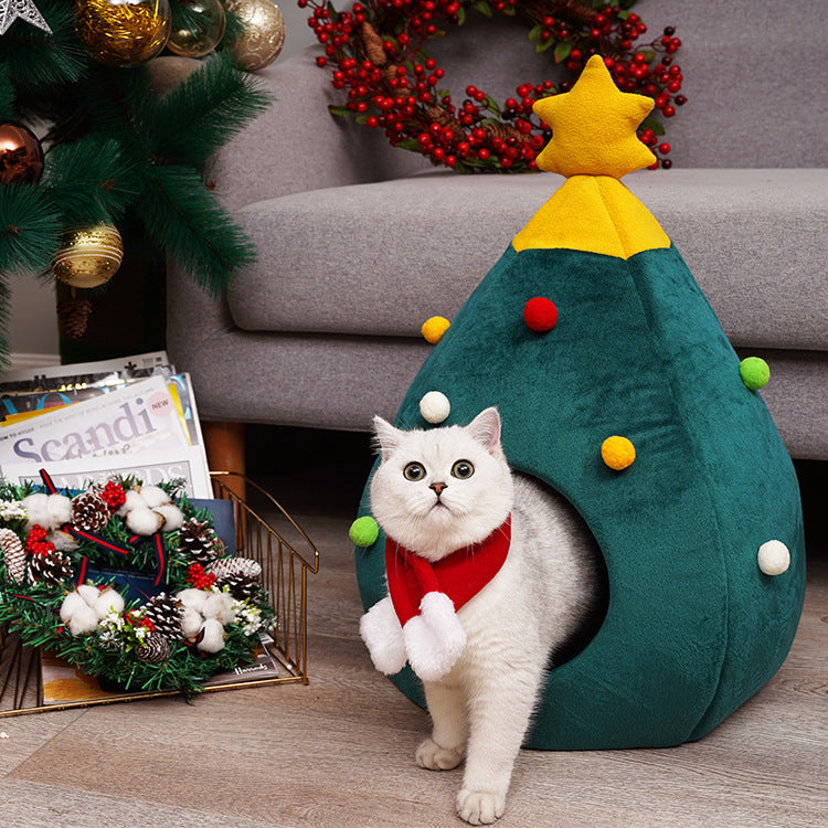 Holiday Pet Christmas Tree Cat Cat Bed Cat Mat Kennel Felt Litter Cat Supplies