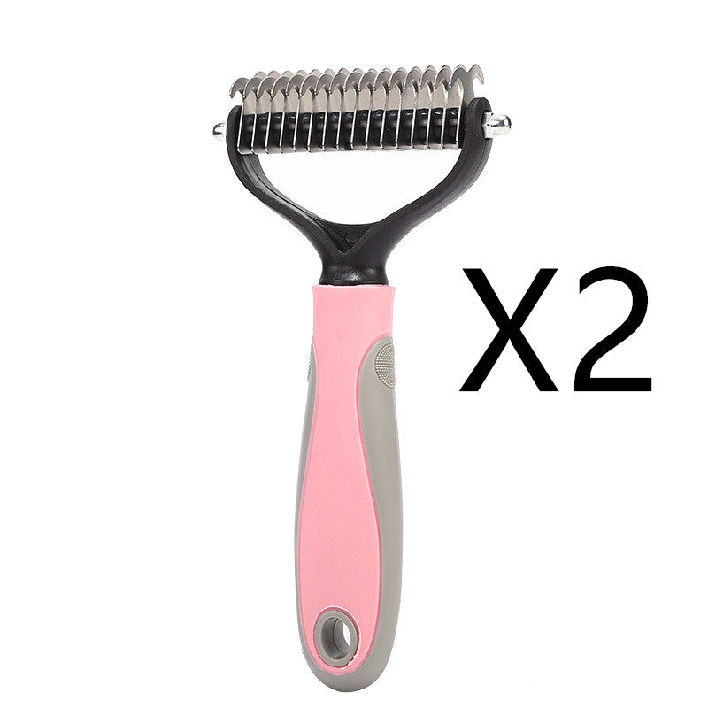 Pet Stainless Double-sided Brush Hair Removal Comb Grooming Dematting Dog Grooming Shedding Tools