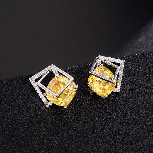 Women's Vintage Luxury Champagne Gold Square Earrings