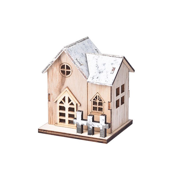 Holiday LED Luminous Wooden Christmas Small House