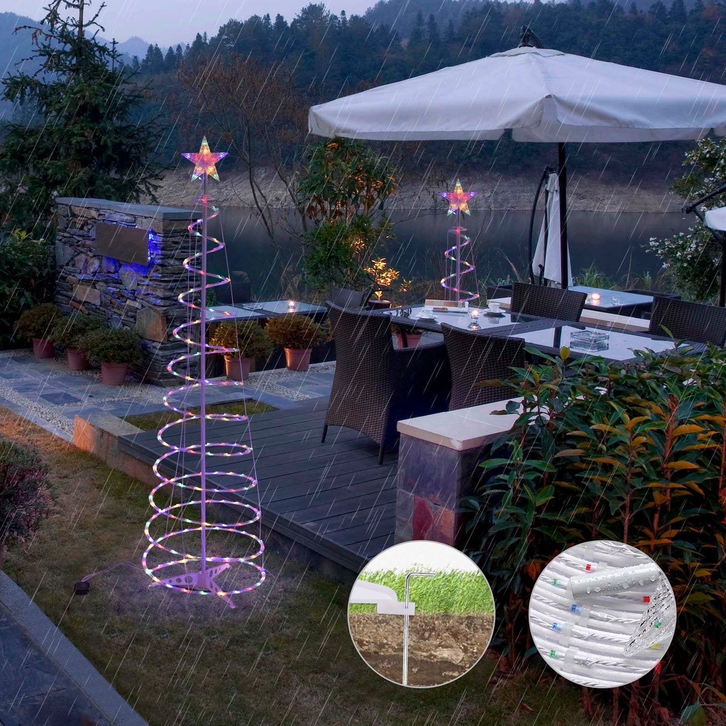 Holiday New LED Spiral Christmas Tree Light Christmas Spiral Tree Indoor and Outdoor Decoration Lights