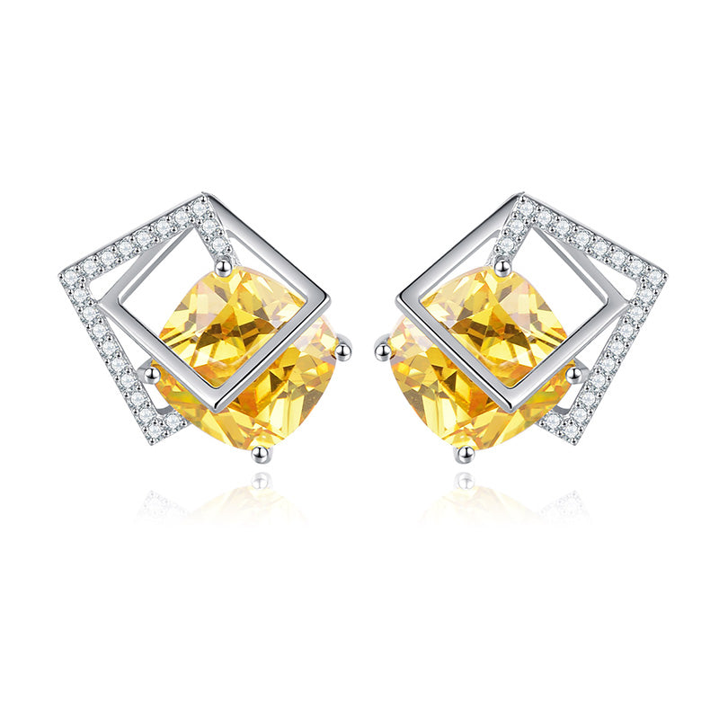 Women's Vintage Luxury Champagne Gold Square Earrings