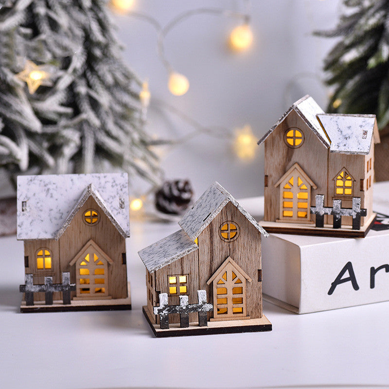 Holiday LED Luminous Wooden Christmas Small House