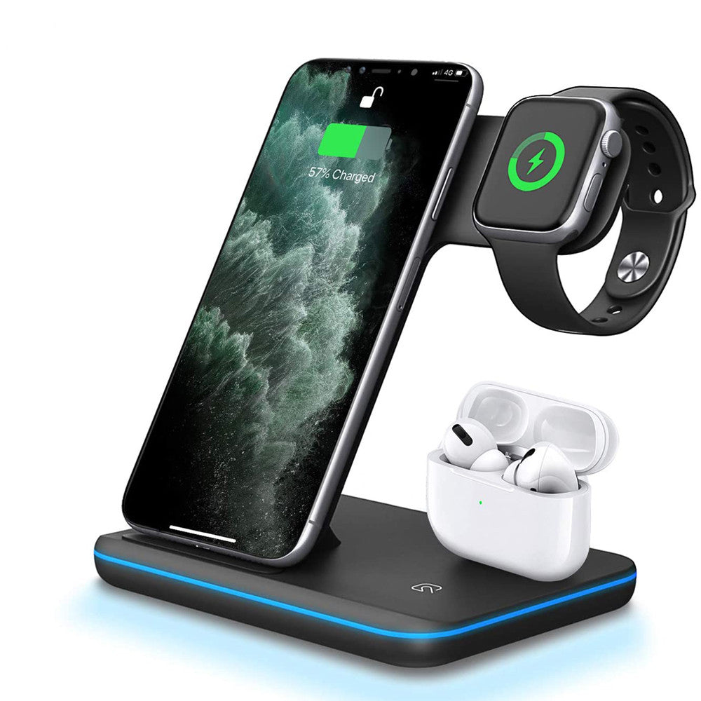 Home Office Wireless Mobile Phone Watch Earphone Charger 3 In 1 Wireless Charger Stand