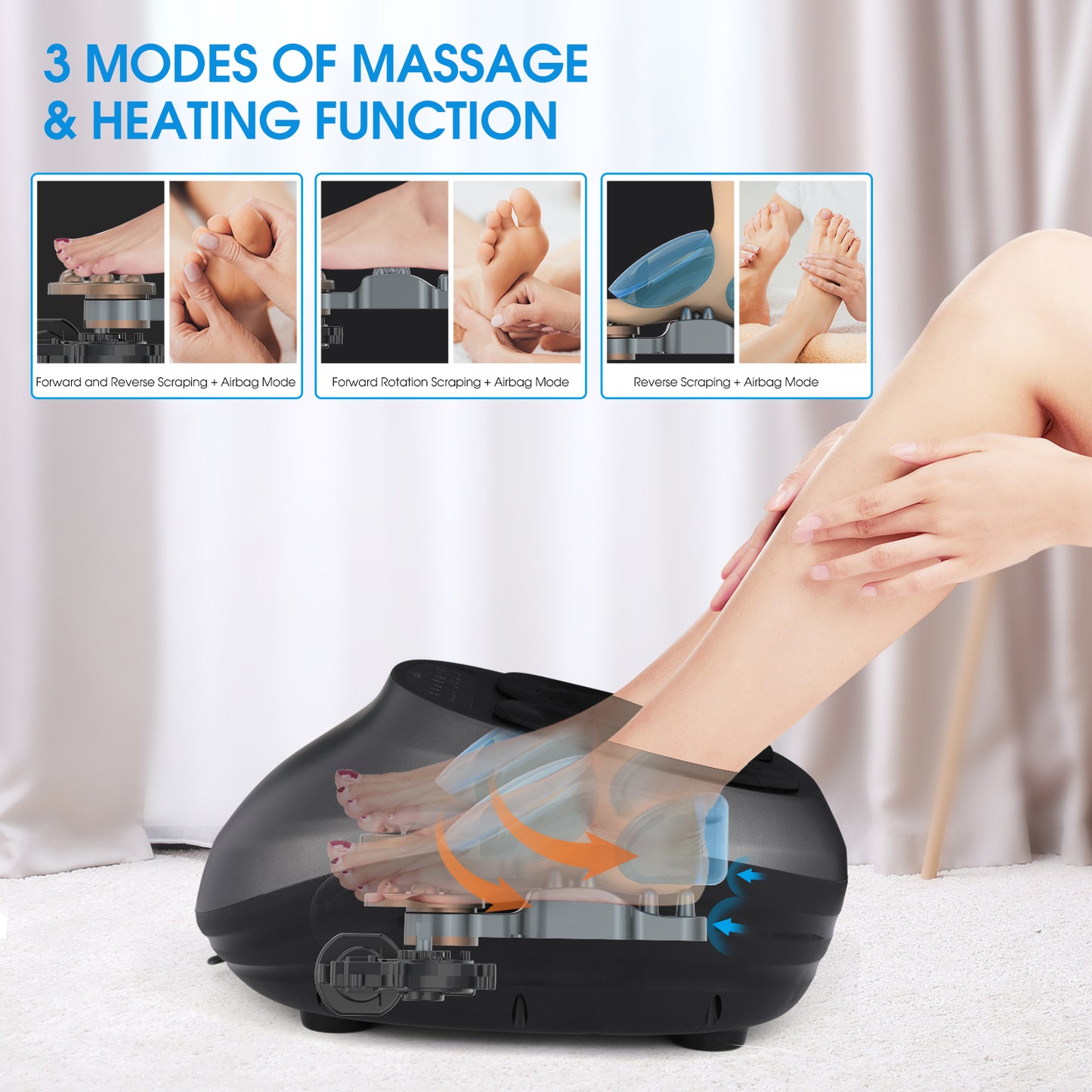 Heat Therapy Electric Foot Massager Machine with Shiatsu Deep Kneading Foot Massager For Home And Office Use