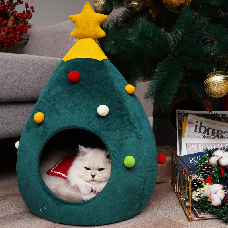 Holiday Pet Christmas Tree Cat Cat Bed Cat Mat Kennel Felt Litter Cat Supplies