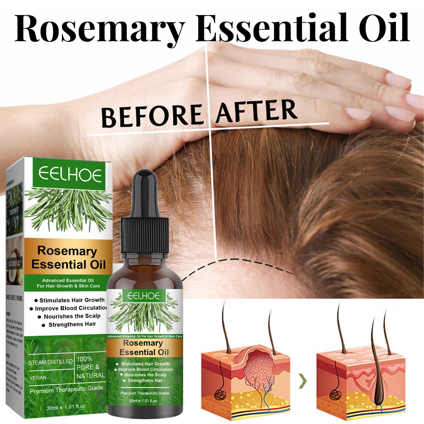 Women Hair Rosemary Anti-Breakage Nourishing Hair Care Oil