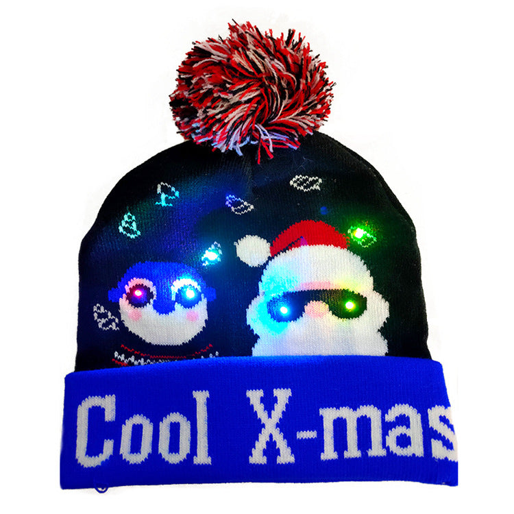 Holiday LED Christmas Hat Sweater Knitted Beanie Christmas Light Up Knitted Hat Christmas Gift Adult Kids Xmas New Year Decorations