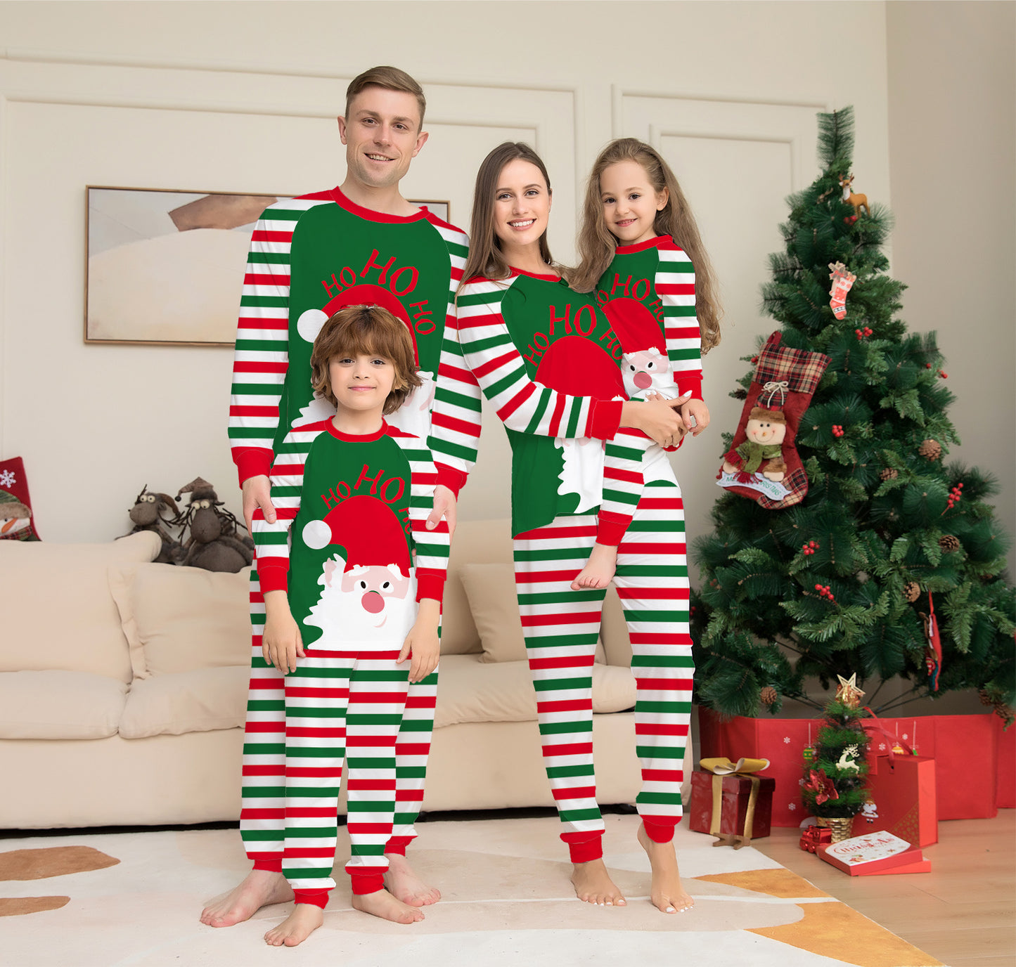 Holiday Family Christmas Pajamas Matching Sets Red Stripe Xmas Holiday Sleepwear Jammies Long Sleeve PJs Outfits