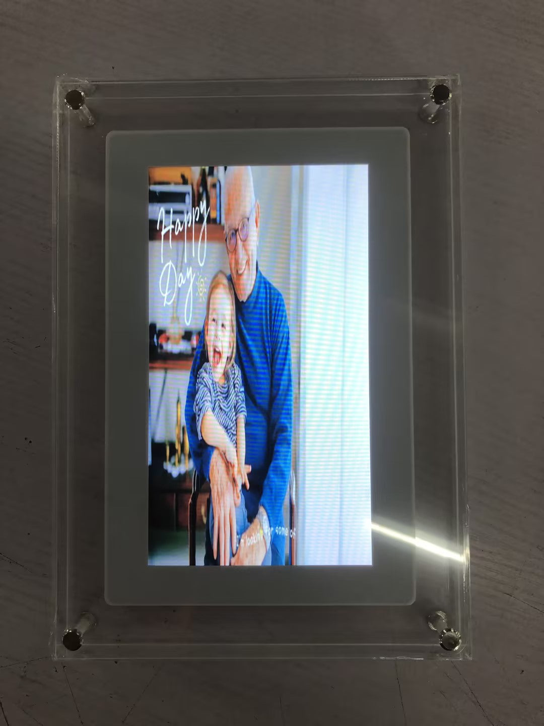 Home Office Digital Acrylic Picture Frame Video Player Digital Photo Frame Vertical Display With 1GB And Battery Type C