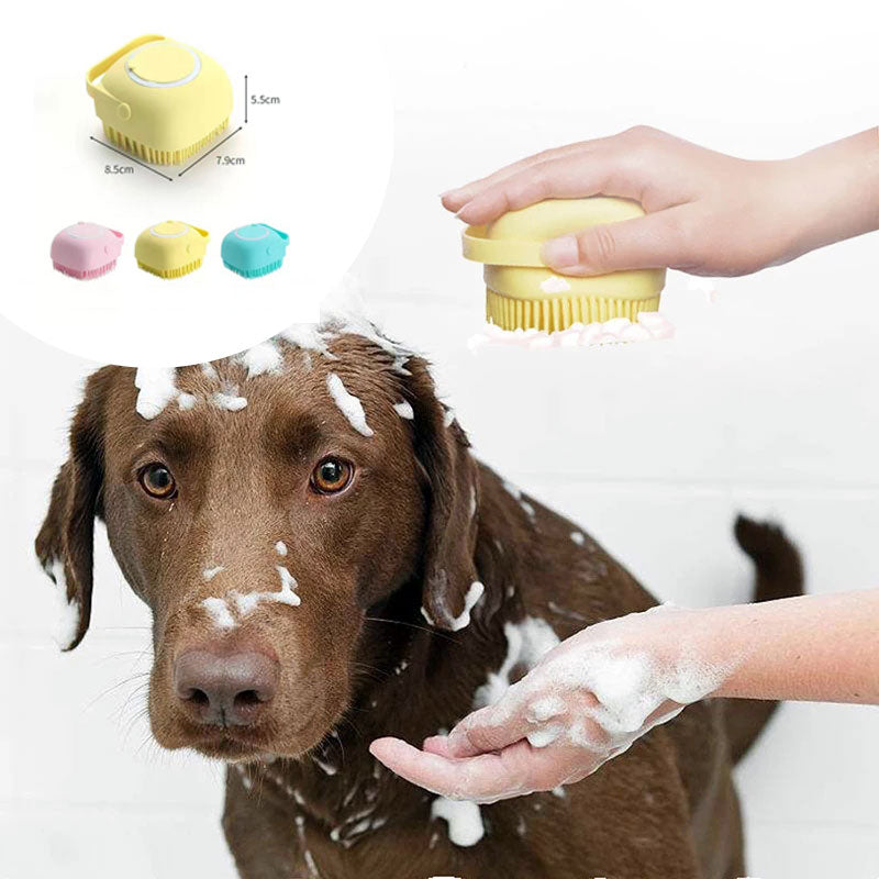 Pet Silicone Bath Cleaning Massage Comb Brush Glove Pet Bathroom Tool can Pour Shampoo Dog Grooming Supplies