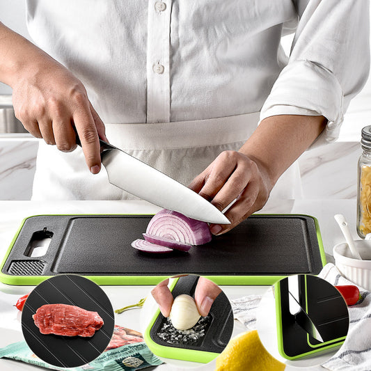 Multifunctional Double-sided Defrosting Knife Sharpening Cutting Board Chopping Board Kitchen Grinding Cutting Board with Knife Sharpener