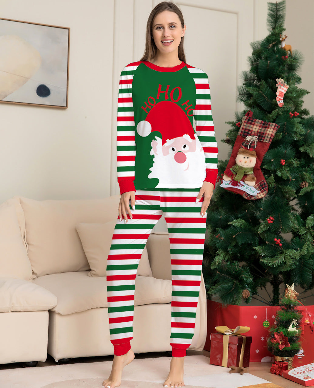 Holiday Family Christmas Pajamas Matching Sets Red Stripe Xmas Holiday Sleepwear Jammies Long Sleeve PJs Outfits