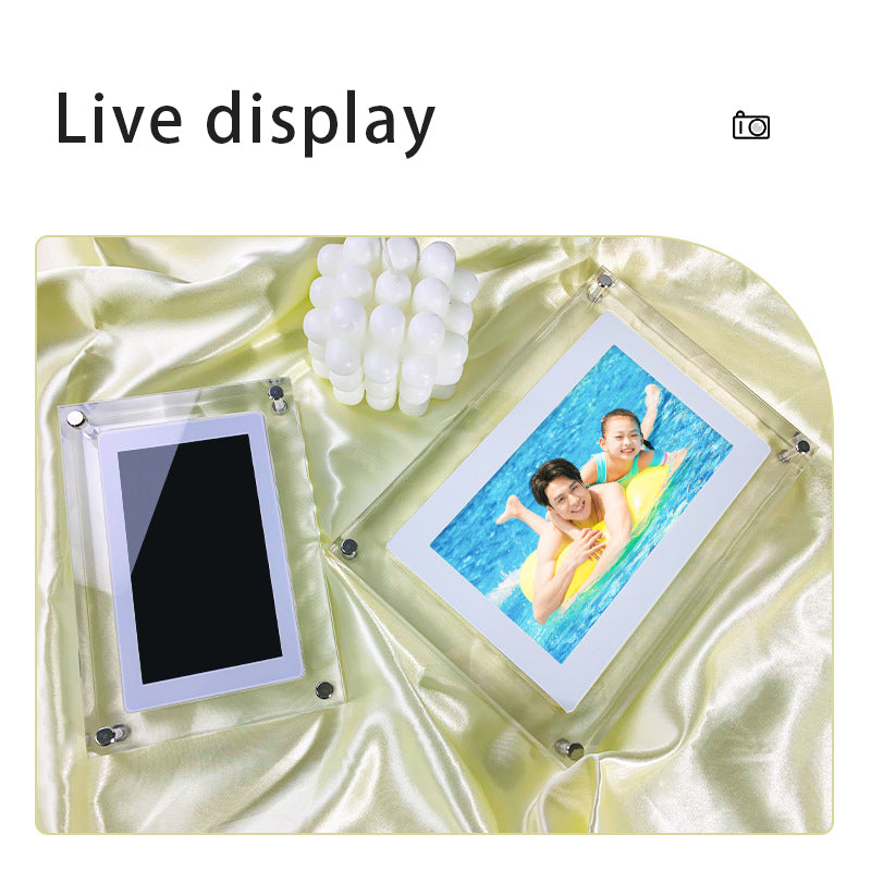 Home Office Digital Acrylic Picture Frame Video Player Digital Photo Frame Vertical Display With 1GB And Battery Type C