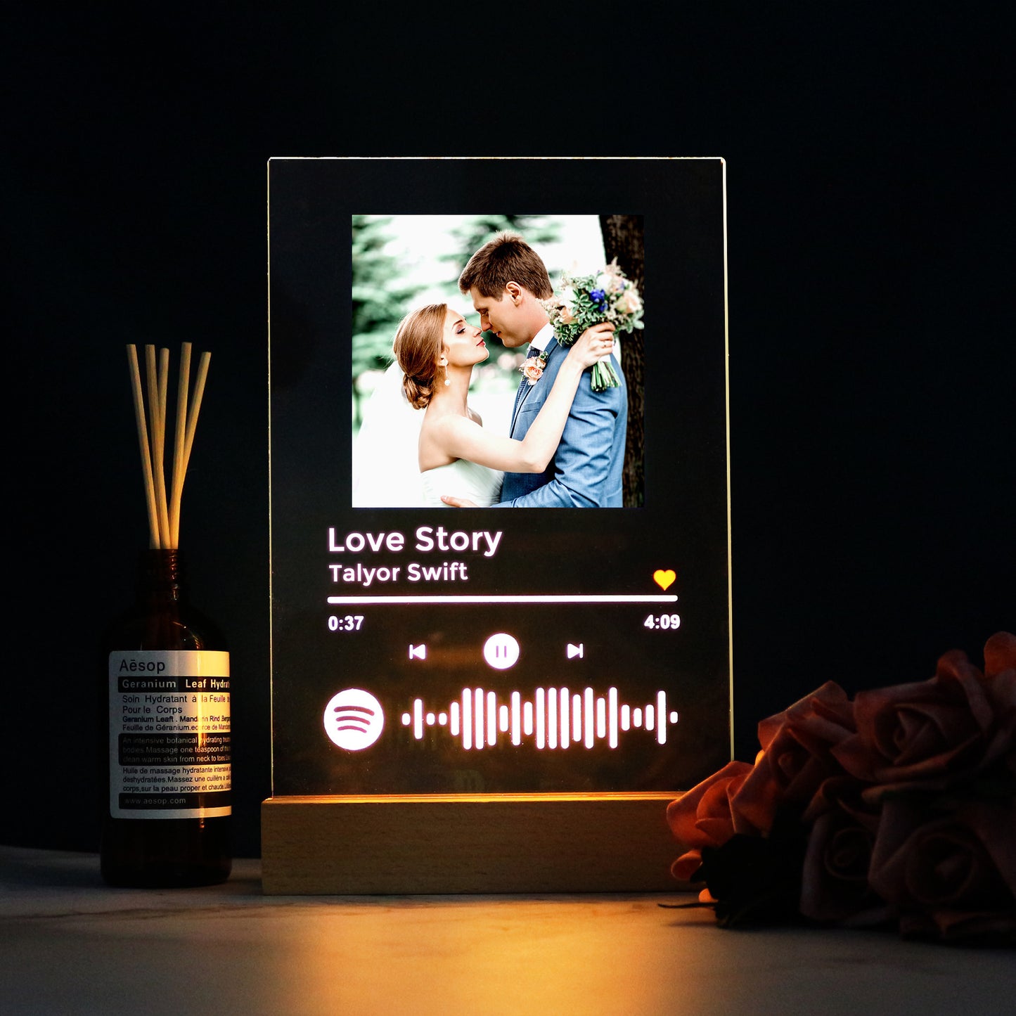 Holiday Valentines Day Gift Acrylic Romantic Music Light Board Small Night Light