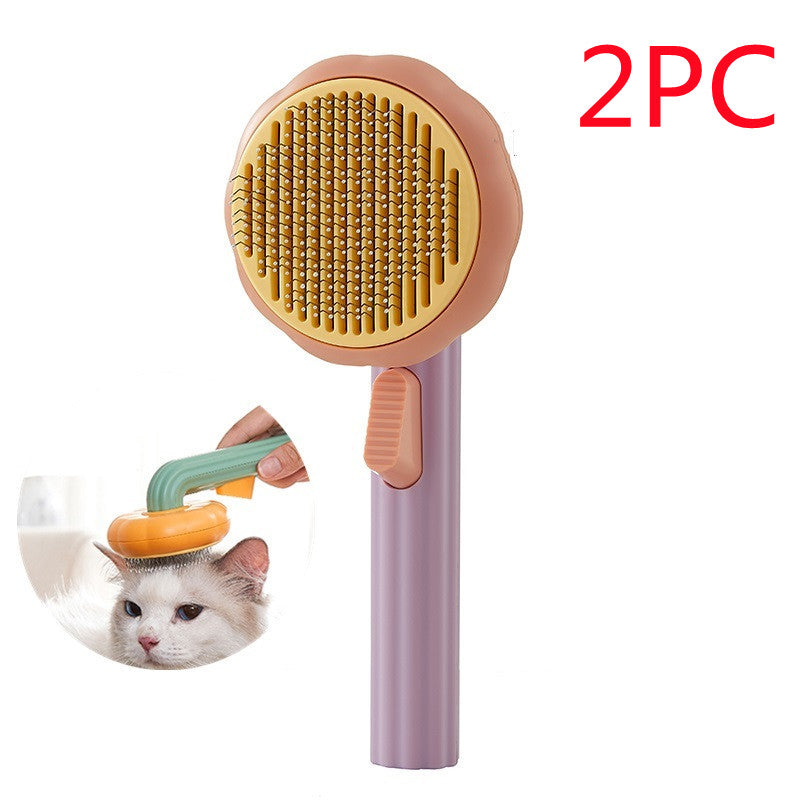 Pet Hand-held Steel Self-cleaning Comb Looper for Cat Hair Removal