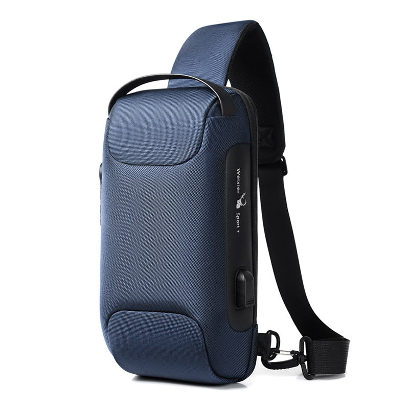 Men's Waterproof USB Anti-Theft Oxford Crossbody Shoulder Sling Bag Multifunction Travel Pack