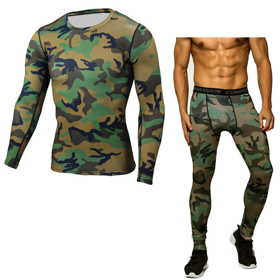 Men Camouflage Long Sleeve Compression Fitness Workout Bodysuit for Men