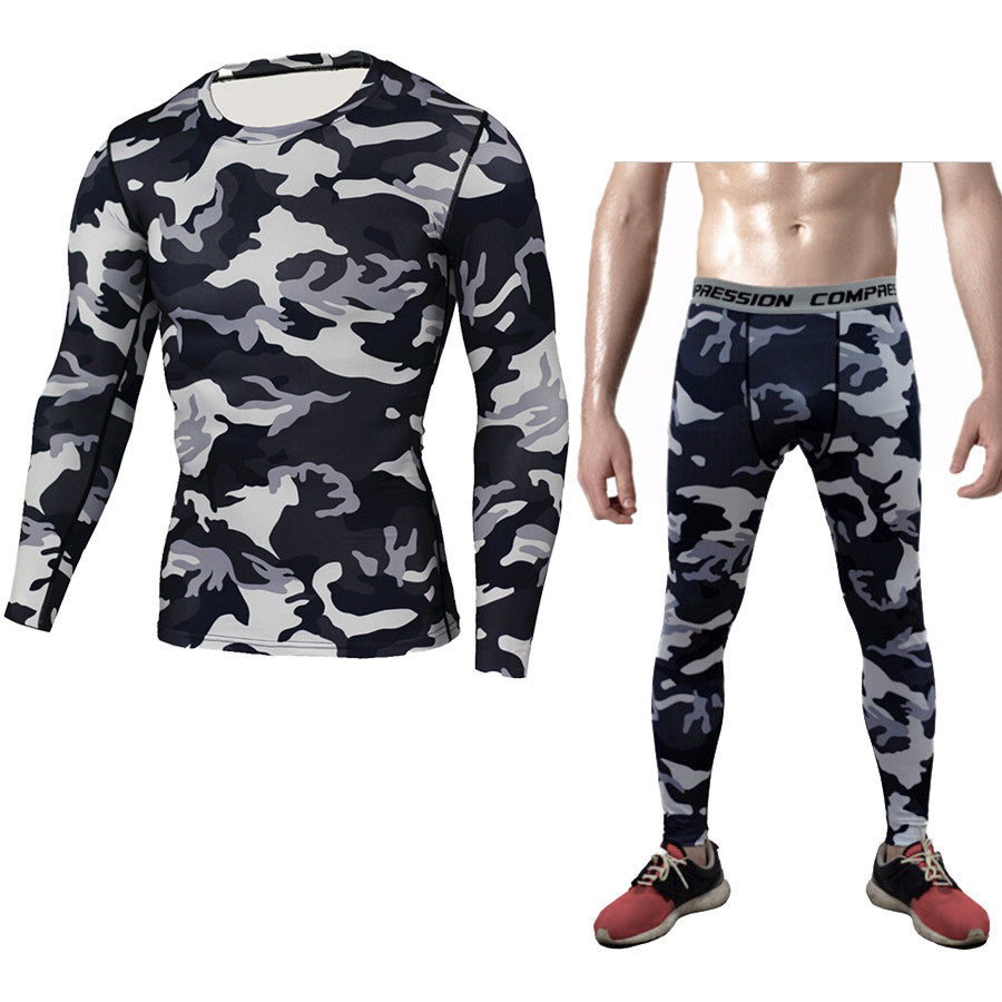 Men Camouflage Long Sleeve Compression Fitness Workout Bodysuit for Men